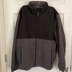 NWT Calvin Klein Mens Zip Up Cozy Fleece Jacket Black and Grey Size XL